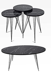 SHUJINGNCE Modèle de marbre Noir Table Basse Set 4 PCS Salon décoratif Cuisine Mobilier Mobilier Table Basse de Table Décor Badgets Gadgets Turquie (Color : Black)