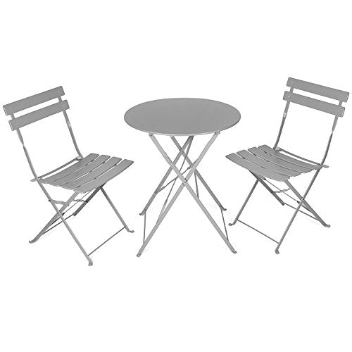 Vanage - Table Bistro avec chaises - Table et chaises pliantes - Salon de jardin 3 pièces - Parfait pour Balcon, Terasse et Jardin - Design intemporel et Couleur actuelle