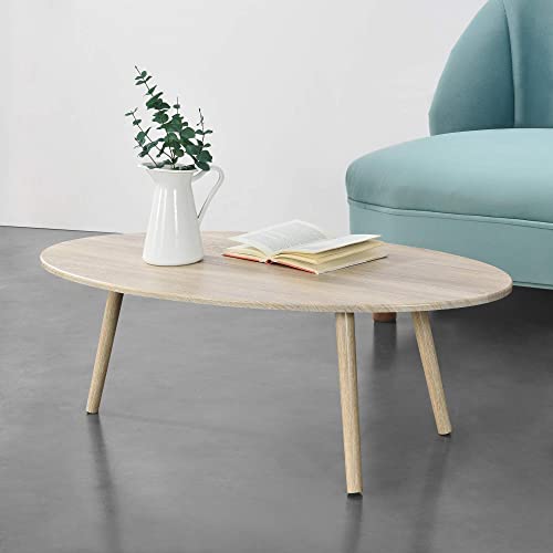 Table Basse de Style Élégant pour Salon Table avec Pieds Solides en Bois MDF revêtu PVC 110 x 60 x 40 cm Effet Chêne et Bois