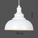 Vintage Suspension Luminaire Industrielle E27 Ø29cm,Rétro Métal Lustre Abat-jour Lampe Plafonnier Eclairage Installation (Blanc)