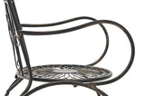 Chaise de Jardin en Fer Forgé Sheela - Design Romantique avec Dossier Accoudoirs et Repose-Pieds - Chaise de Terrasse en Fer avec de Belles, Couleur:Bronze