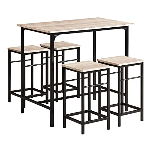 SoBuy OGT11-N Set de 1 Table + 4 Tabourets Ensemble Table de Bar Bistrot + 4 Tabourets avec Repose-Pieds Table Haute Cuisine SoBuy OGT11-N Set de 1 Table + 4 Tabourets Ensemble Table de Bar Bistrot + 4 Tabourets avec Repose-Pieds Table Haute Cuisine