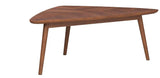 Marque Amazon - Rivet - Table basse triangulaire, en noyer et aux pieds en bois massif, 105 x 60 cm
