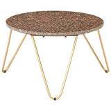 HINSD Table basse marron 65 x 65 x 42 cm en pierre véritable avec texture marbre