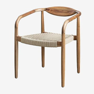 SKLUM Chaise de Jardin en Bois d'acacia et Corde tressée Mallory Beige Crème