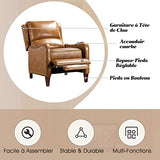 FABRICATION HAUS Fauteuil Relax en Cuir Véritable Fauteuil Inclinable Rembourré Chaise Simple Moderne avec Dossier & Repose-Pieds Réglables pour Salon, Camel