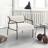 Mingone Fauteuil de Salon Petit Canapé en Laine d'agneau Design Moderne en Tissu avec Accoudoirs pour Salon, Chambre à Coucher (Blanc)