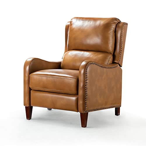 FABRICATION HAUS Fauteuil Relax en Cuir Véritable Fauteuil Inclinable Rembourré Chaise Simple Moderne avec Dossier & Repose-Pieds Réglables pour Salon, Camel FABRICATION HAUS Fauteuil Relax en Cuir Véritable Fauteuil Inclinable Rembourré Chaise Simple Moderne avec Dossier & Repose-Pieds Réglables pour Salon, Camel