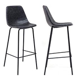 Happy Garden Lot de 2 tabourets de Bar Vintage Lucien Gris foncé - Hauteur d'assise 75cm, tabourets de Bar Style Retro avec Dossier et Repose-Pieds, Structure métallique