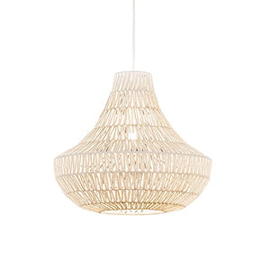 QAZQA Design Lampe suspendue rétro blanche 50 cm - Lina Cono 50 Métal/Tissu Blanc Rond E27 Max. 1 x 60 Watt/Luminaire/Lumiere/Éclairage/intérieur/Salon/Cuisine