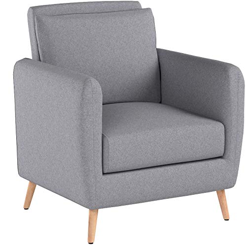 CLP Fauteuil de Salon Tilgard en Tissu I Fauteuil Confortable Rembourrée avec accoudoirs et Dossier Pieds en Bois Solide I Couleur : Gris CLP Fauteuil de Salon Tilgard en Tissu I Fauteuil Confortable Rembourrée avec accoudoirs et Dossier Pieds en Bois Solide I Couleur : Gris