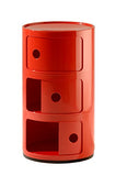 Kartell Componibili, Conteneur 3 éléments, Rouge, Base ronde