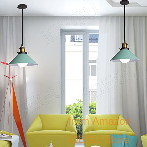 Lot De 2 Lustres Suspension Rétro IDEGU 22cm - Abat-jour Métal Vintage E27 Pour Salon, Cuisine Et Chambre