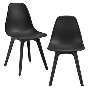 [en.casa] Set de 2 Chaises Design Chaise de Cuisine Chaise de Salle à Manger Plastique Noir 83 x 54 x 48 cm