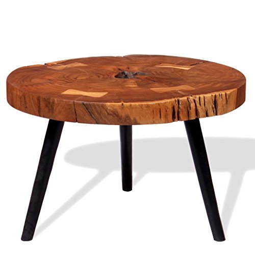 Festnight Table Basse Design Dessus en Bois d'acacia Massif Style Industriel (55-60) x 40 cm