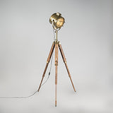 QAZQA Design/Industriel/Moderne Lampadaire/Lampe de sol/Lampe sur Pied/Luminaire/Lumiere/Éclairage Tripod Nautica bois et or verre/Métal Doré,Marron Rond/Autres/intérieur