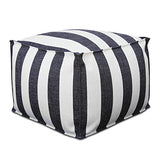 DESHOME - Pouf repose-pieds d'extérieur et intérieur tissu hydrofuge, déhoussable avec rembourrage 60 x 60 x 50 cm : Pouf pour canapé de séjour chambre à coucher, Pouf rayé