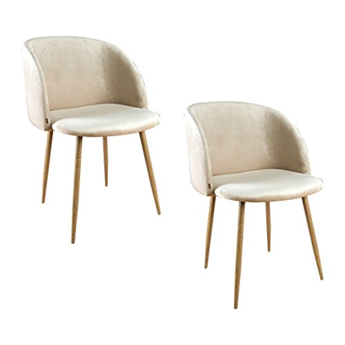Zons YPOS lot 2 chaises en Velours 55.5x60xH83cm Beige Zons YPOS lot 2 chaises en Velours 55.5x60xH83cm Beige