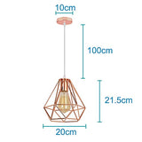 iDEGE Suspension Luminaire Retro E27 Lustre Plafonniers en Forme de Cage Lampe Suspension Vintage pour Salle à Manger, Salon, Chambre et Restaurant - Diamètre 20cm (Or rose)