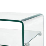 Tidyard Table Basse Verre Trempé | Table Basse Salon 98 x 45 x 31 cm avec 1 Étagère