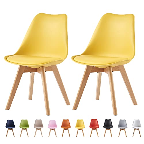 mcc direct Lot de 2 chaises de salle à manger, de cuisine, de bureau, chaise design Eva (jaune)