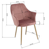 DORAFAIR Chaises pour Salle à Manger Confort en Velours Design Rétro Chaise scandinave, Fauteuil rembourré pour Salle à Manger avec Pattes en Métal en Finition Spray Gold,Rose