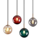 LFsem Plafonnier Simple Tête Coloré Ø15cm Globe En Verre Suspension E27 Loft Chambre Restaurant Suspension Lustre Simple Moderne (Rouge)