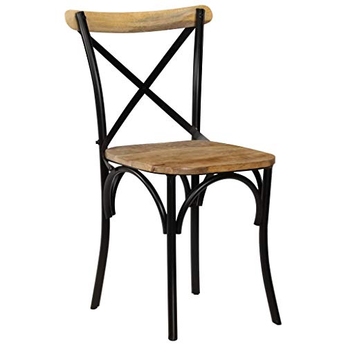 vidaXL Chaises à Dossier croisé Lot de 2 Noir Bois de manguier Solide vidaXL Chaises à Dossier croisé Lot de 2 Noir Bois de manguier Solide