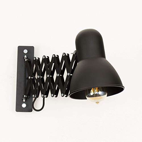 Lampe murale à enfiler Noir uni Métal E27 style loft Liseuse Lampe de Lecture Applique murale Bureau