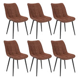 WOLTU Chaises de Salle à Manger Lot de 6 Chaises Salon à Manger, Chaises Cuisine Rembourrées avec Dossier, Fauteuil Moderne avec Pieds Noirs en Métal, Chaise en Lin, Bordeaux, BH337bd-6