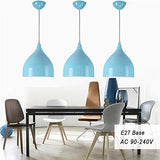 E27 Suspension Metal industrielle Lampe éclairage lustre Suspension réglable en hauteur pour salon Restaurants Cave Bars antichambres Chambre Abat-jour D17*H20cm (Bleu)