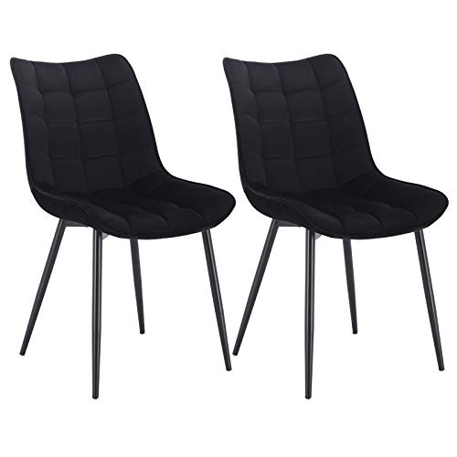 WOLTU BH142sz-2 Chaise de Salle à Manger Lot de 2 Chaise de Cuisine Assise rembourrée en Velours Pieds en métal Stable,Noir WOLTU BH142sz-2 Chaise de Salle à Manger Lot de 2 Chaise de Cuisine Assise rembourrée en Velours Pieds en métal Stable,Noir