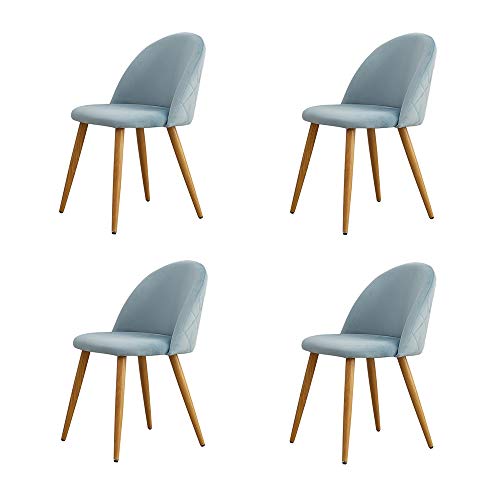 OFCASA 4 x Moderne Chaises de Salle à Manger Velours Bleu Clair Tissu Chaise de Cuisine Rembourrée avec Pieds en Métal Chaises de Salon Meubles OFCASA 4 x Moderne Chaises de Salle à Manger Velours Bleu Clair Tissu Chaise de Cuisine Rembourrée avec Pieds en Métal Chaises de Salon Meubles