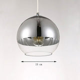 Huahan Haituo Abat-jour Moderne Cuivre Miroir Lustre Boule Suspension globe en Chrome avec fil 120CM,Diamètre (Semi-placage,15cm)