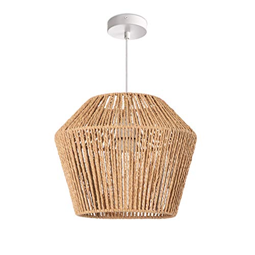 Paco Home Lampe suspendue E27 rotin boho corbeille salon salle à manger couloir, Abat-jour: Beige (Ø33 cm), Type de lampe: Suspension Blanc Paco Home Lampe suspendue E27 rotin boho corbeille salon salle à manger couloir, Abat-jour: Beige (Ø33 cm), Type de lampe: Suspension Blanc