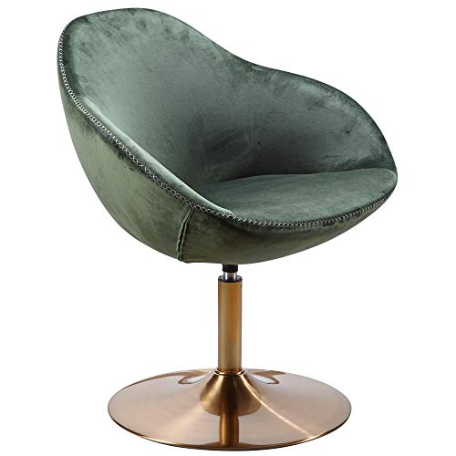 FineBuy Chaise Longue Vert Velours 70 x 79 x 70 cm Fauteuil Club Tournante Salon | Fauteuil pivotant avec accoudoirs | Fauteuil de Bar Rembourrée