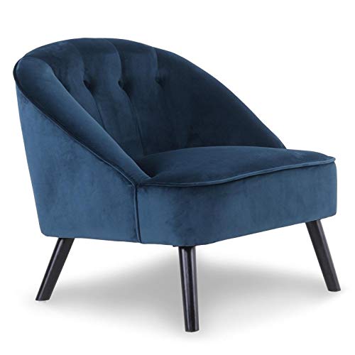 Paris Prix - Fauteuil Scandinave Velours flam 76cm Bleu