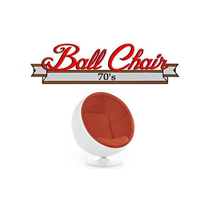 Fauteuil Boule, Ball Chair Coque Blanche/intérieur Velours Orange. Design 70's.