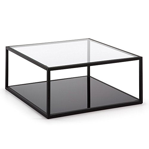 LF - Table basse Grennhill carré 80 x 80 cm métal et verre