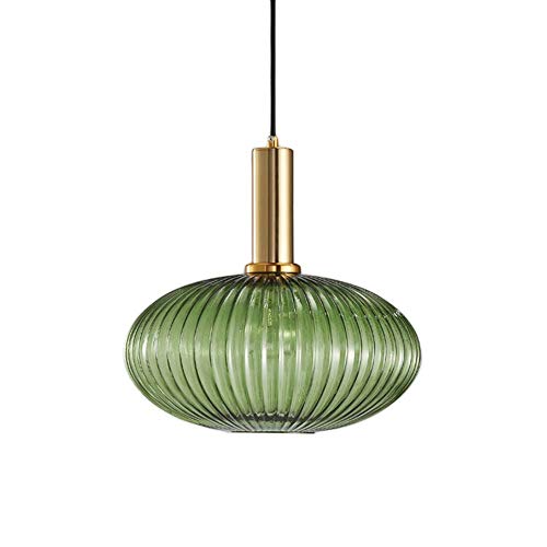 HJXDtech - Suspension Luminaire Industrielle Vintage en Verre Nervuré,Plafonnier avec fini en laiton poli Lustre,Suspension Lampe de Salle à Manger Cuisine Salon Chambre (Vert, 30CM) HJXDtech - Suspension Luminaire Industrielle Vintage en Verre Nervuré,Plafonnier avec fini en laiton poli Lustre,Suspension Lampe de Salle à Manger Cuisine Salon Chambre (Vert, 30CM)