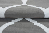 TAPISO Luxury Tapis de Salon Chambre Salle à Manger Adulte Bureau Design Moderne Gris Blanc Géométrique Motif Trèfle Marocain Poil Court Fin Doux Résistant 250 x 300 cm