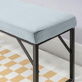 HOMCOM Banc Bout de lit Banquette Banc en Tissu Velours Cadre en Acier - 100 x 35 x 47 cm - Bleu Clair