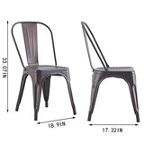 Chaise de salle à manger en métal Chaise de jardin 4 pièces Chaise de salle à manger en acier moderne industrielle Chaise de cuisine Tolix Chaise empilable en métal Chaise d'extérieur intérieure Noir
