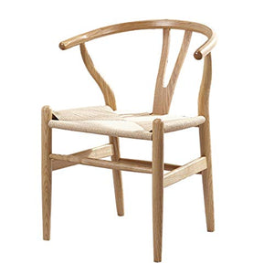Salle à manger chaise, chaise de loisirs simple bois de frêne nordique, coussin de corde tressée, table de thé et une chaise (Color : A)