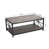 MEUBLE COSY Tables Basses Salon avec étagère Industriel Rectangulaire Bout de Canapé en Bois d'ingénierie et Cadre en Métal, Marron, 110x60x43cm