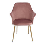 DORAFAIR Chaises pour Salle à Manger Confort en Velours Design Rétro Chaise scandinave, Fauteuil rembourré pour Salle à Manger avec Pattes en Métal en Finition Spray Gold,Rose