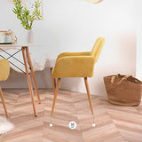 FURNISH1 Lot de 2 Fauteuil Chaise de Salle à Manger Scandinave en Tissu Jaune Métal Look Bois Chêne Design Salon Bureau Chambre