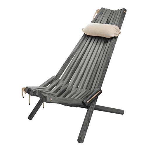 BOGATECO Transat Pliable en Bois de Jardin | 100 x 55 x 30 cm | Longueur du Dossier 90 cm | Lit de Soleil | Chaise Longue Relax de Plage | Confortable, Stable et Fonctionnel | Gris