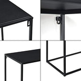 Table Console Table d'Appoint Industriel en Métal Résistant 74 x 115 x 32 cm Noir Mat