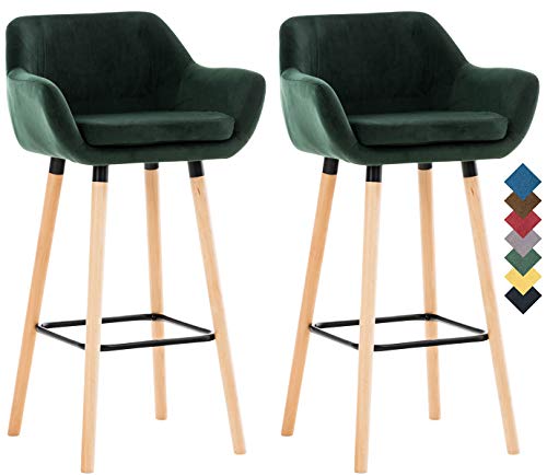 Lot De 2 Tabourets De Bar Grant en Velours I Chaise Haute De Bar Et De Cuisine I Assise Et Dossier Rembourrés I Empiétement en Bois, Couleur:Vert Lot De 2 Tabourets De Bar Grant en Velours I Chaise Haute De Bar Et De Cuisine I Assise Et Dossier Rembourrés I Empiétement en Bois, Couleur:Vert